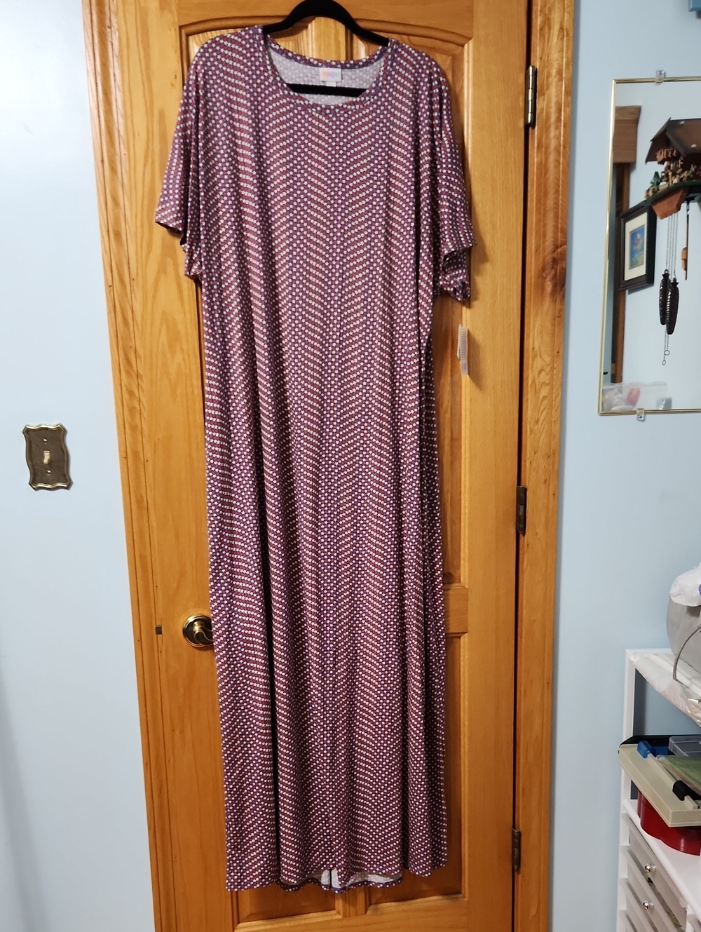 LuLaRoe Blue Maxi Dress with White And Red Star Print W Defect
